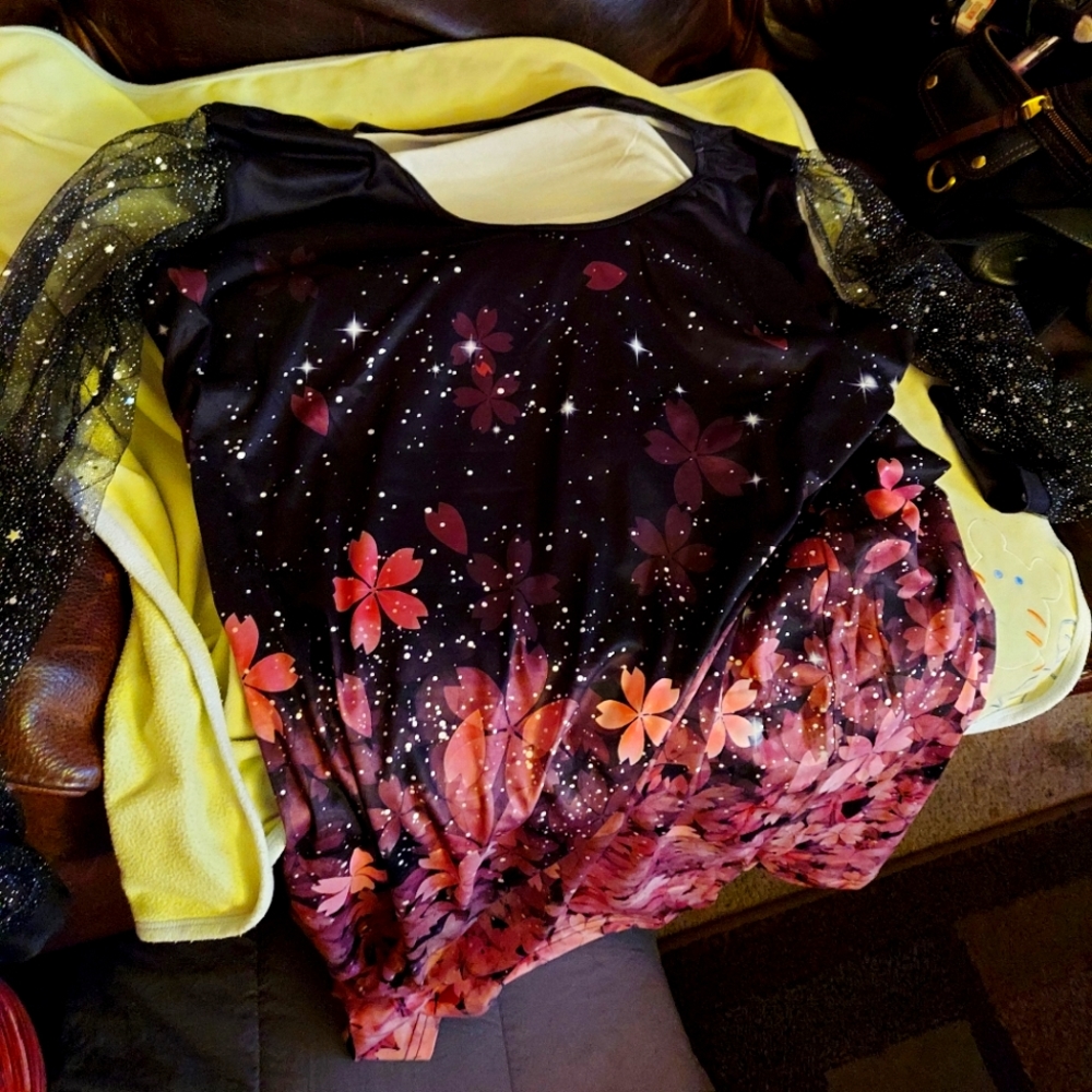 Wholee 3xl, Black n Pink Dress/Shirt with see through lace arms.